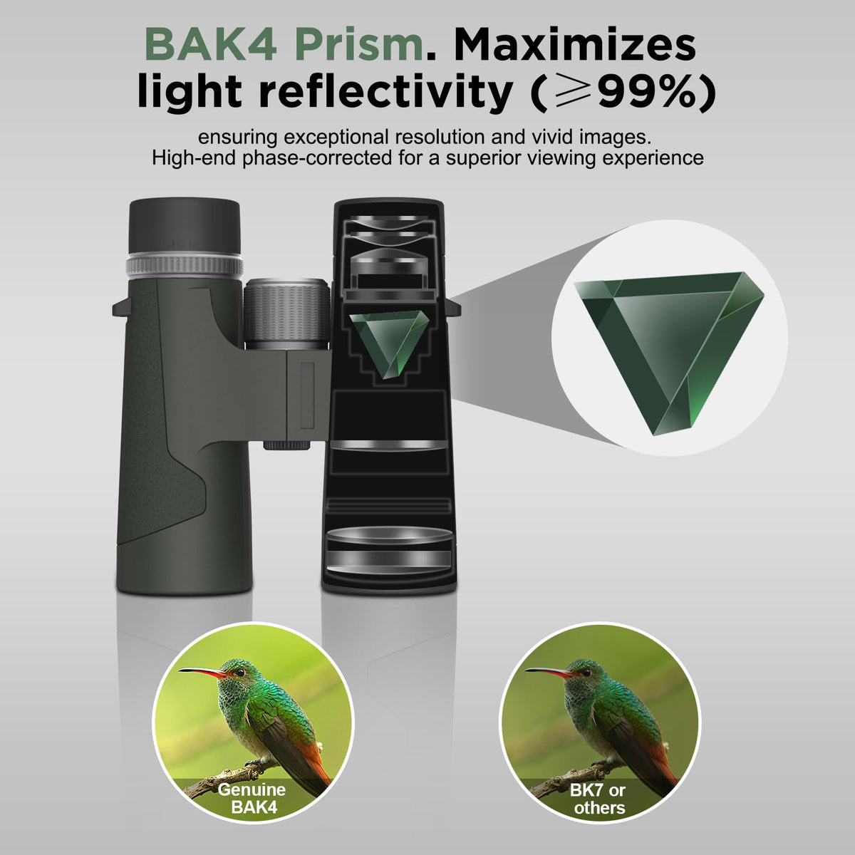 Kttrey 8x42 binoculars large eyepieces and twist-up eyecups for comfortable wear.