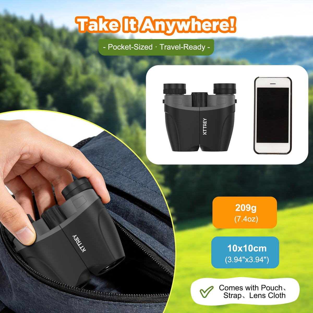 Kttrey clipped to backpack illustrating ready-to-go outdoor use