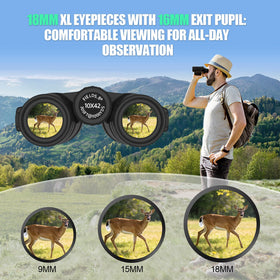 Kttrey binoculars worn with neck strap demonstrating secure carry and quick access