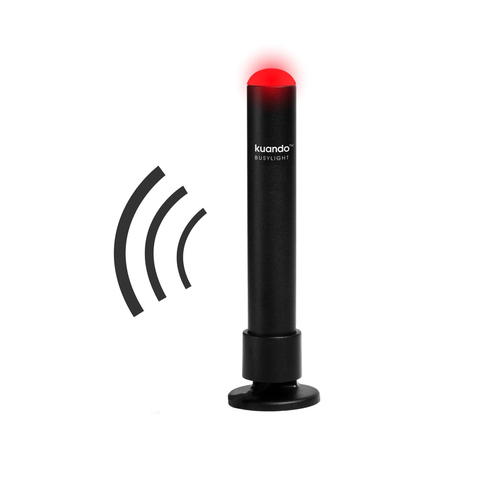 Kuando Busylight Alpha front view showing compact design and clear status light benefit
