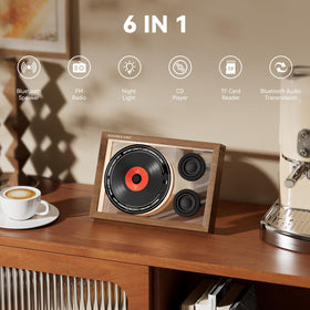 KUANGXIANG cd-player-side shows space-saving desktop placement in living rooms.