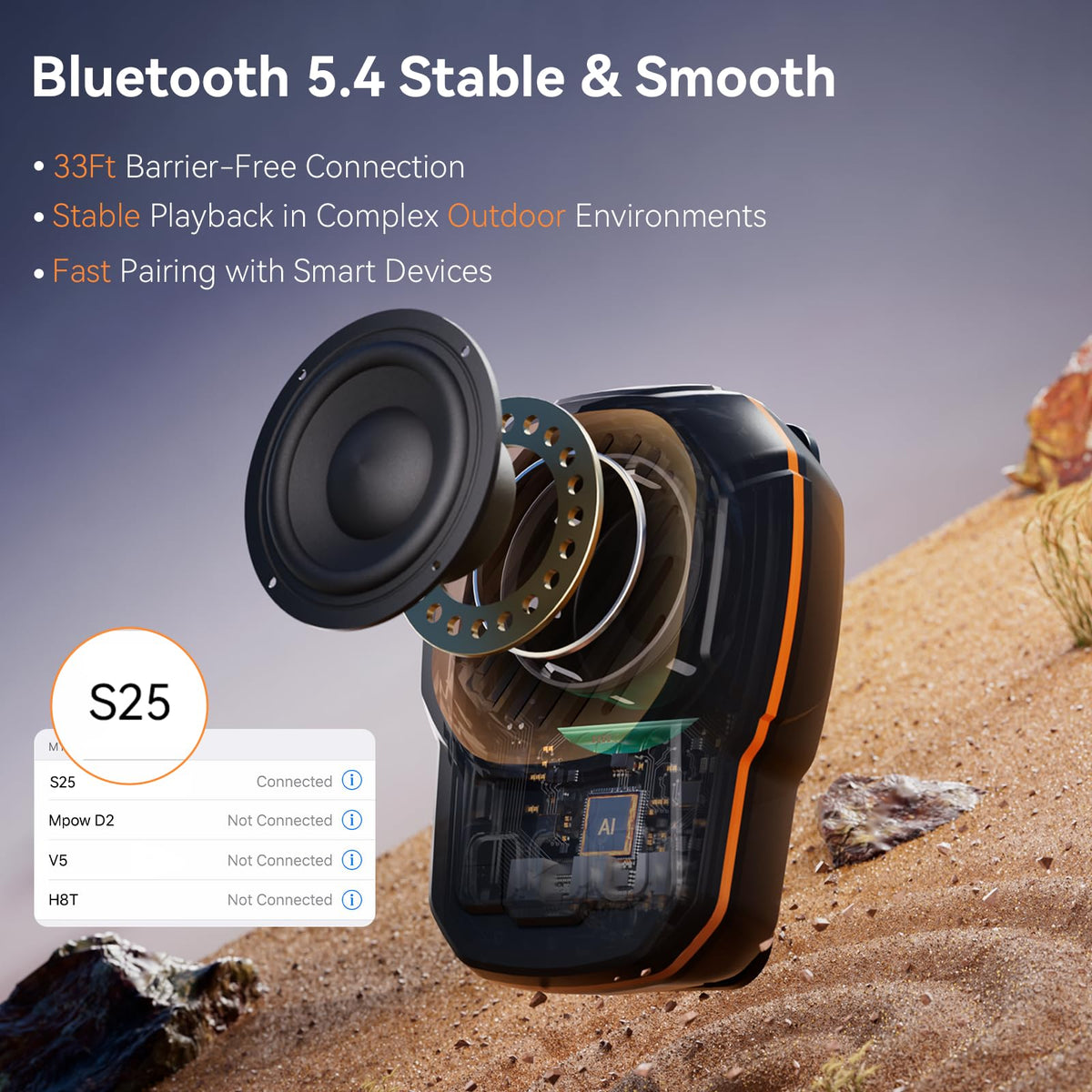 KUANGXIANG speaker delivers up to 8 hours of playback at 50% volume.
