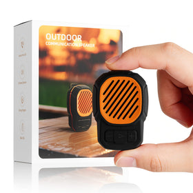KUANGXIANG wearable Bluetooth speaker magnetic clip close-up showing secure attachment.