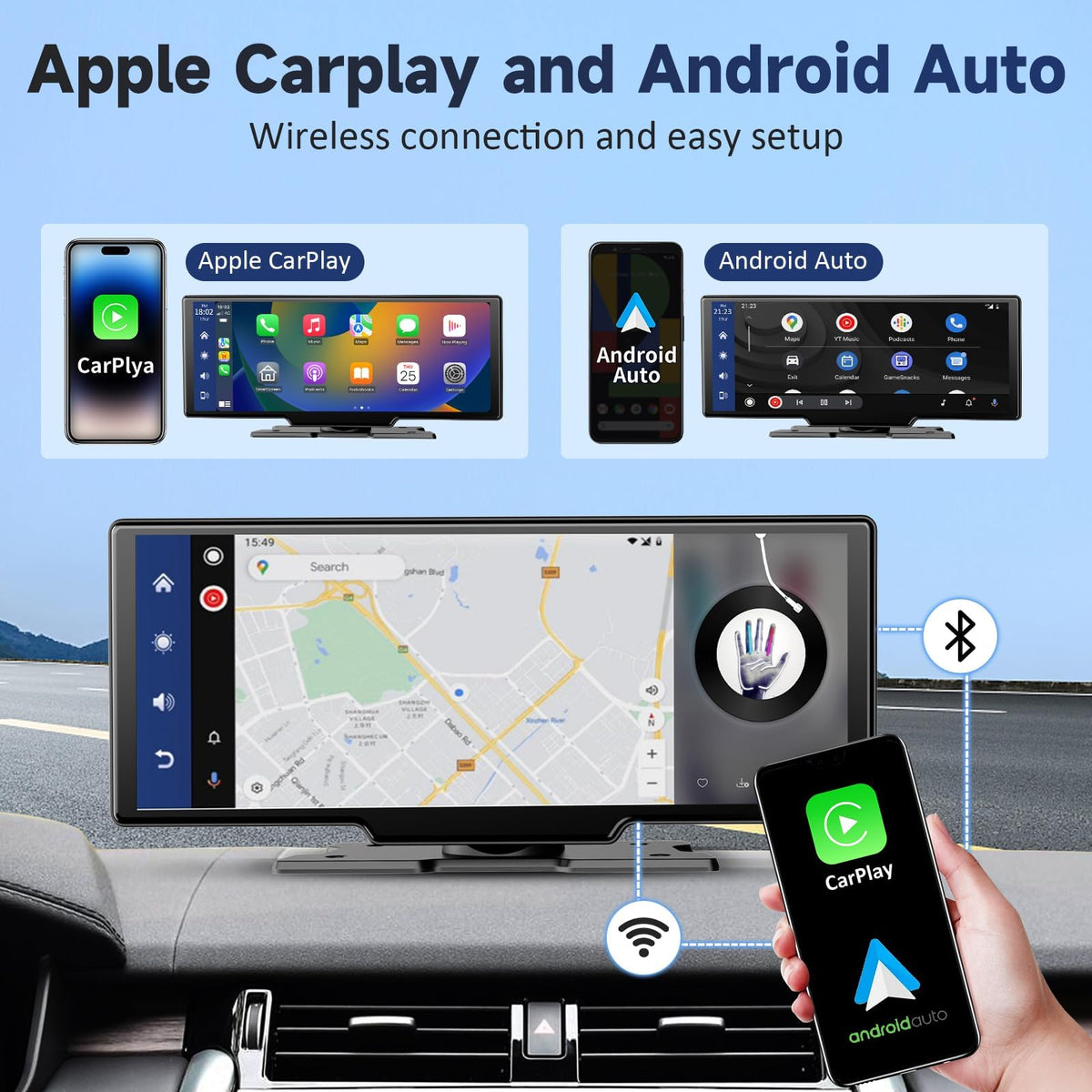 Kuayvan wireless CarPlay and Android Auto for hands-free connectivity