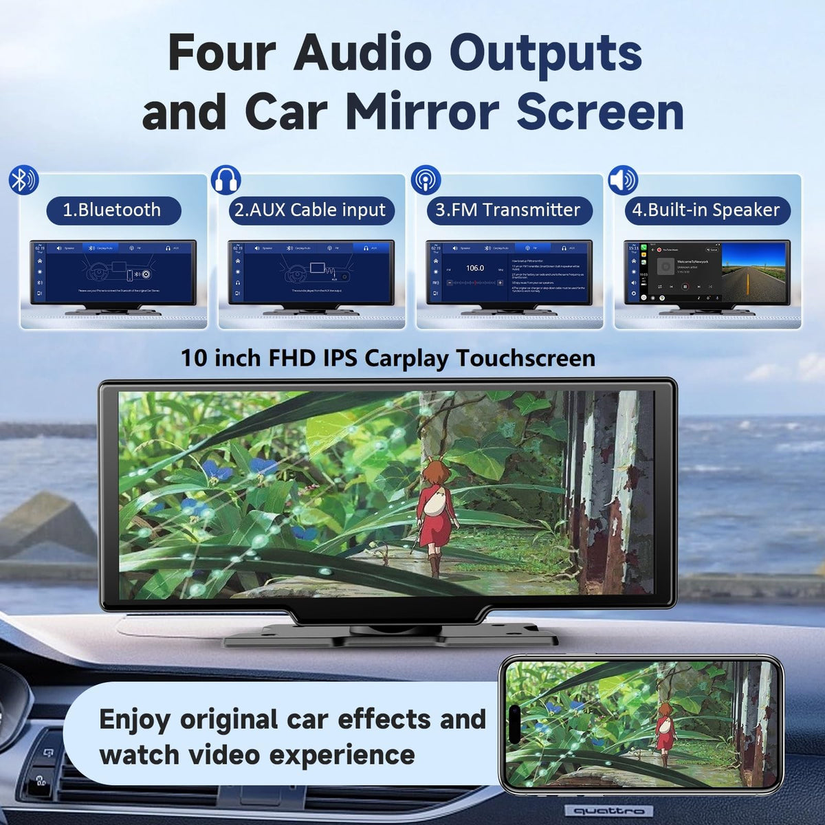 Kuayvan front 4K dash cam and 1080p rear camera for dual recording