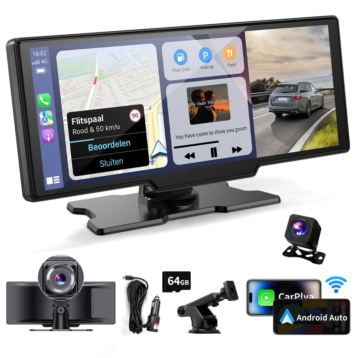 Kuayvan wireless CarPlay screen: 10-inch display for easy smartphone integration