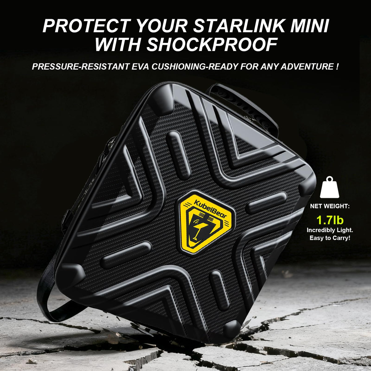 KuBeiBear Starlink Mini Carry Case soft interior liner prevents scratches on the dish
