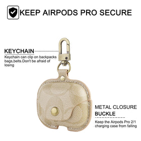 KUCOON AirPods Pro leather case shows charging port cutout for easy direct charging.