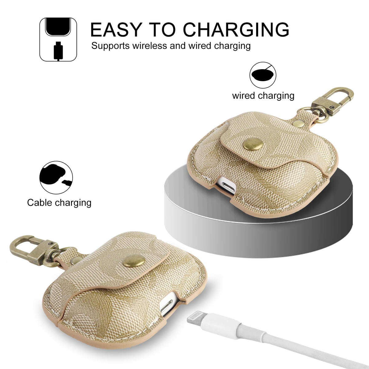 KUCOON AirPods Pro leather case stitching detail adds premium feel and long-lasting finish.