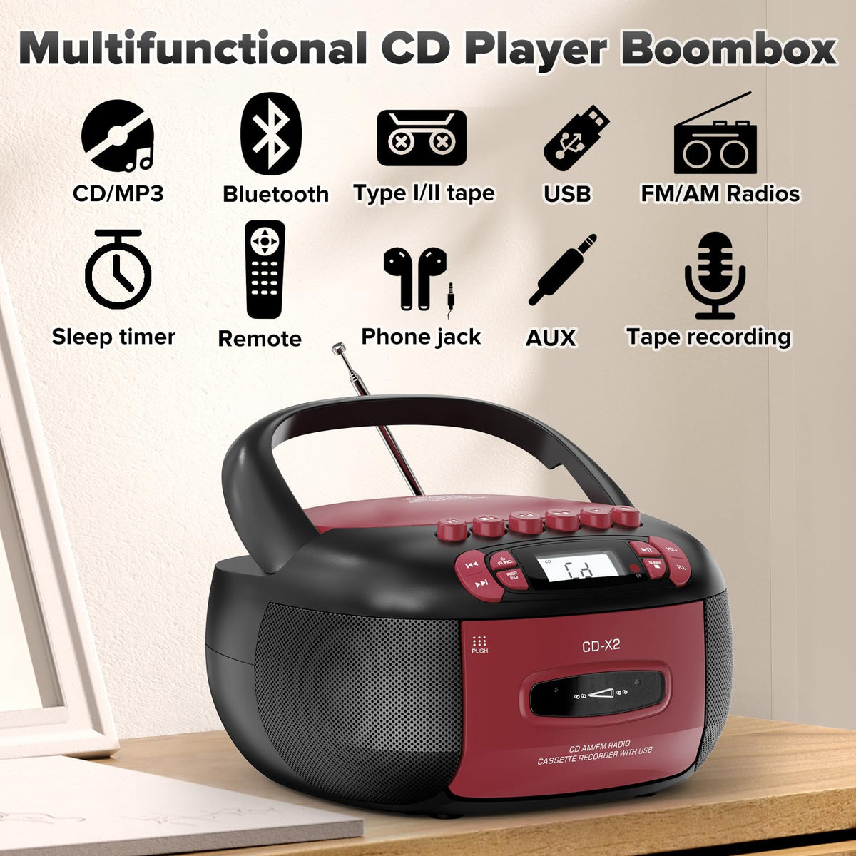 Kuephom Boombox Bluetooth streaming for wireless music outdoors.