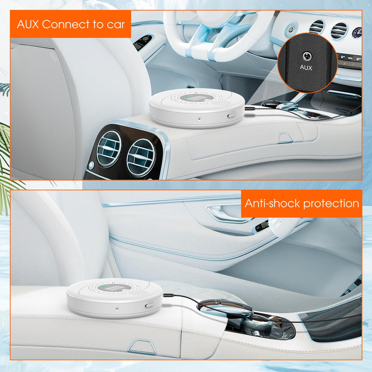 kuephom lifestyle travel setting on suitcase showing portable audio for trips