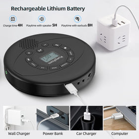 Kuephom open top with CD visible highlighting disc compatibility and easy loading benefit