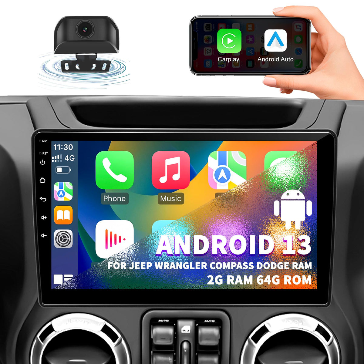 KUFUESGGERTA 10-inch IPS touchscreen for Jeep provides crisp multimedia on the go