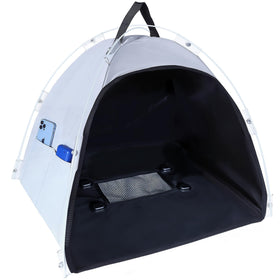 KUI WAN laptop tent on a beach demonstrating shade and portable workspace