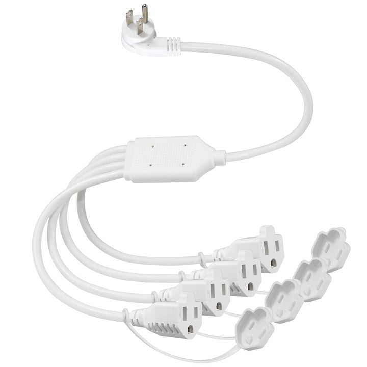 KUNCAN front view of 4-way splitter showing four outlets and neat cable layout
