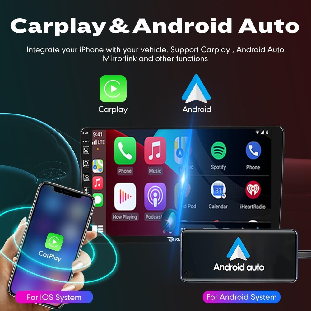 KUNFINE navigation video music bluetooth wifi setup for streaming and maps.