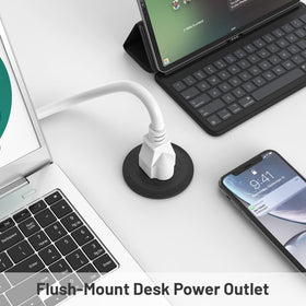 6.56 ft extension cord reach across the desk for easy access.