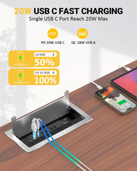 Kungfuking hub side view: accessible ports for tidy desks