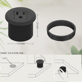 Flush-mount desk outlet integrating smoothly with the surface.