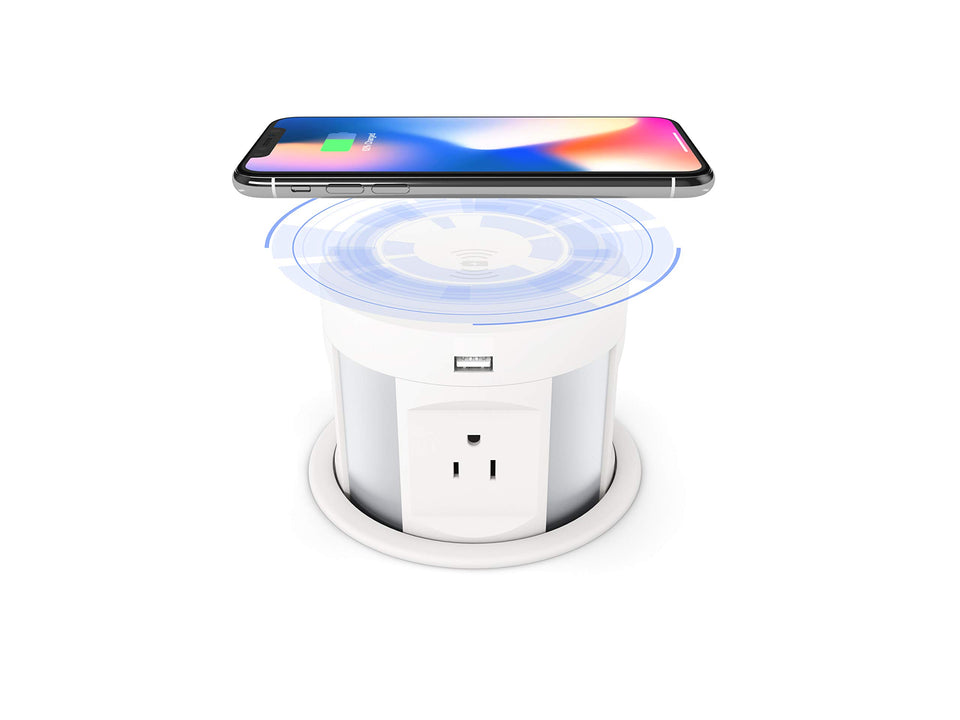 Kungfuking pop up outlet on a desk with easy reach and tidy setup.
