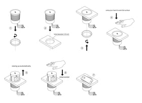 Kungfuking pop up outlet cutout diameter of 4.7 inches guides installation.