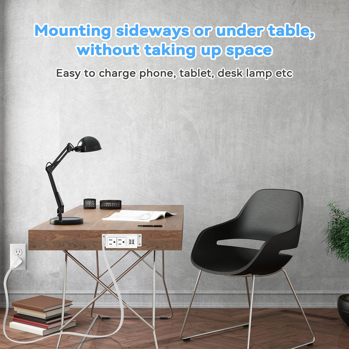 Kungfuking power strip with a 6.56 ft cord reaches distant outlets.