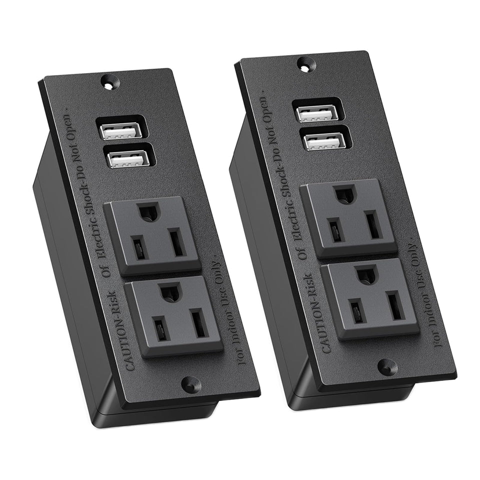 Kungfuking recessed desk power grommet with 2 outlets and 2 USB ports for tidy access