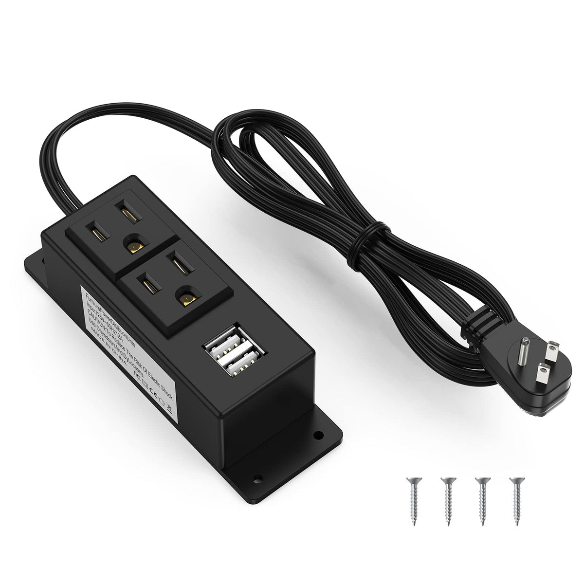 Kungfuking surge protector flat plug shows a slim profile ideal for clutter-free desks.