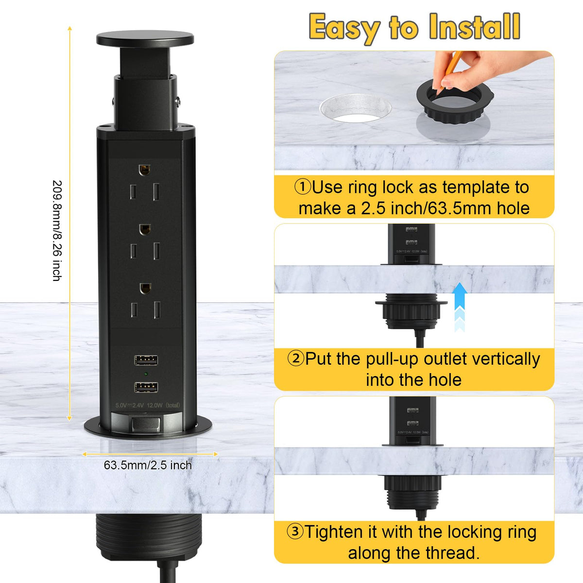 Kungfuking USB ports and AC outlets close shot supporting simultaneous charging