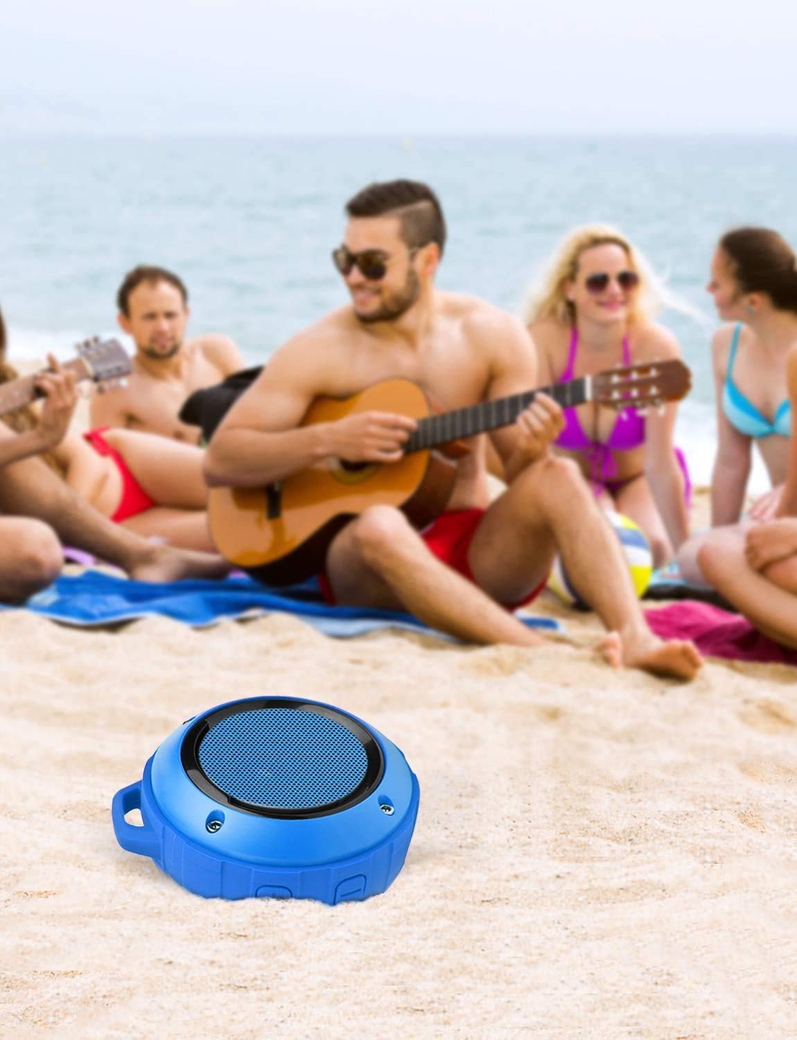 Kunodi Bluetooth Shower Speaker dynamic lights create ambiance at night.