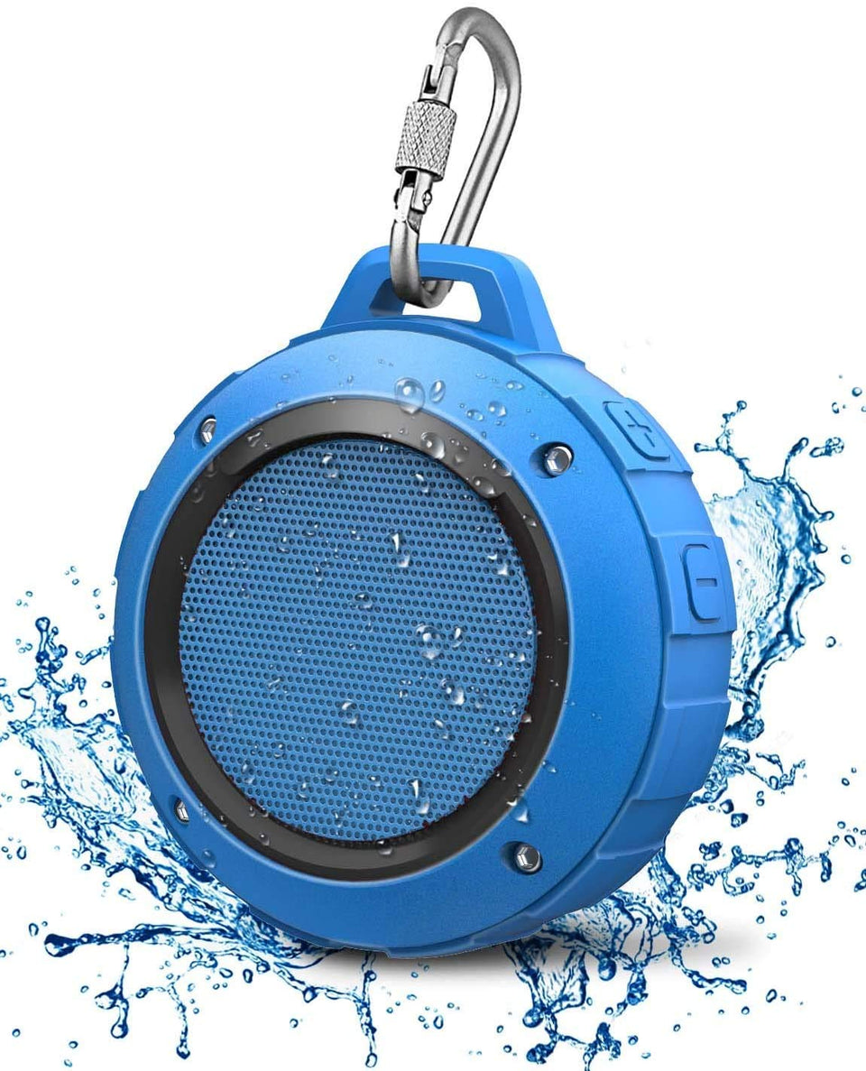 Kunodi Bluetooth Shower Speaker on tile with suction for secure bathroom setup.