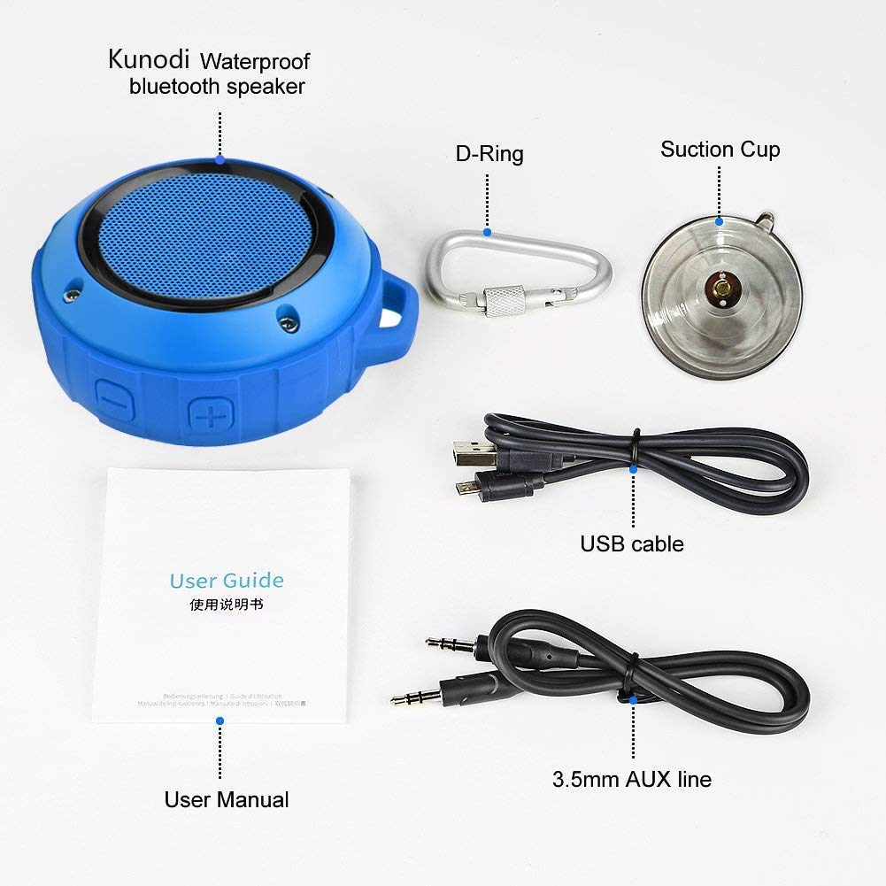 Kunodi Bluetooth Shower Speaker TWS stereo delivers richer outdoors sound.