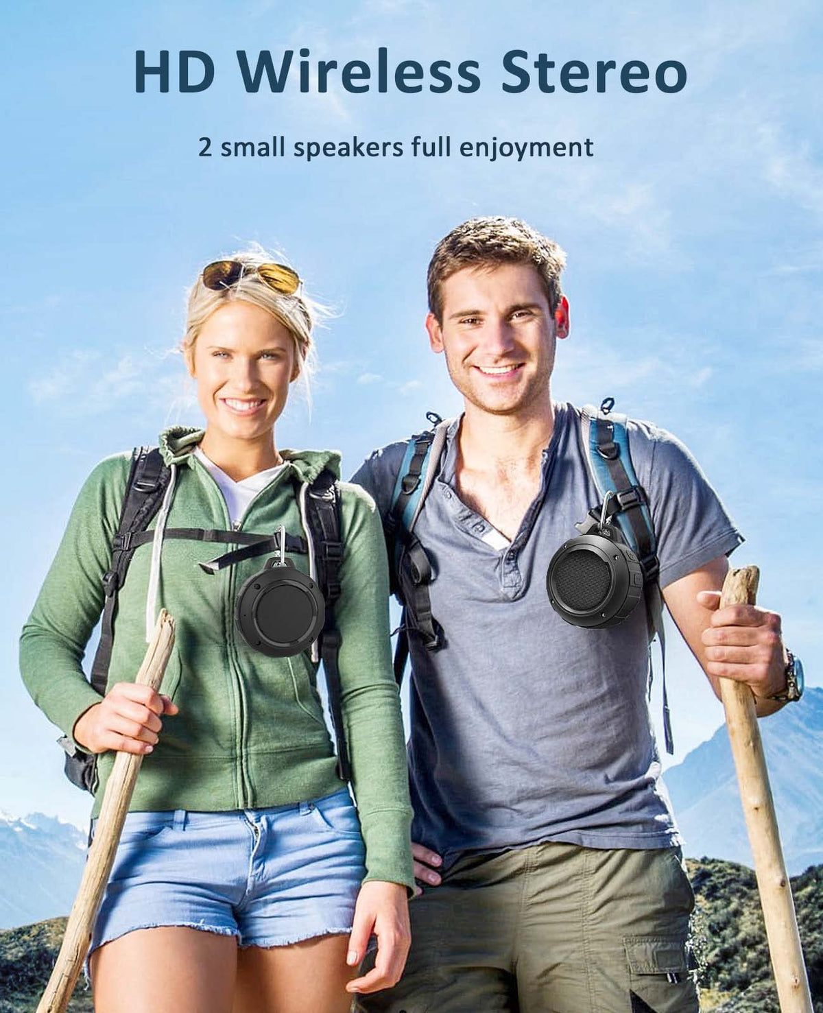 Kunodi IPX6 waterproof and dustproof housing protects the speaker in wet conditions.