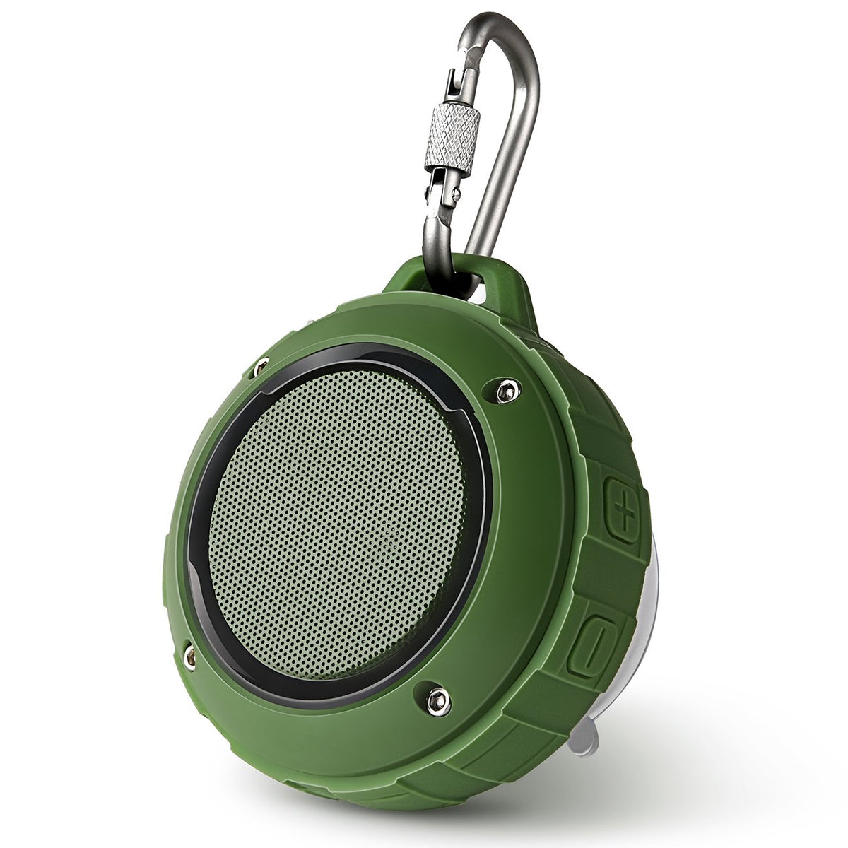Kunodi outdoor waterproof Bluetooth speaker front view in green, delivering clear sound outdoors.