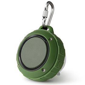 Kunodi outdoor waterproof Bluetooth speaker front view in green, delivering clear sound outdoors.