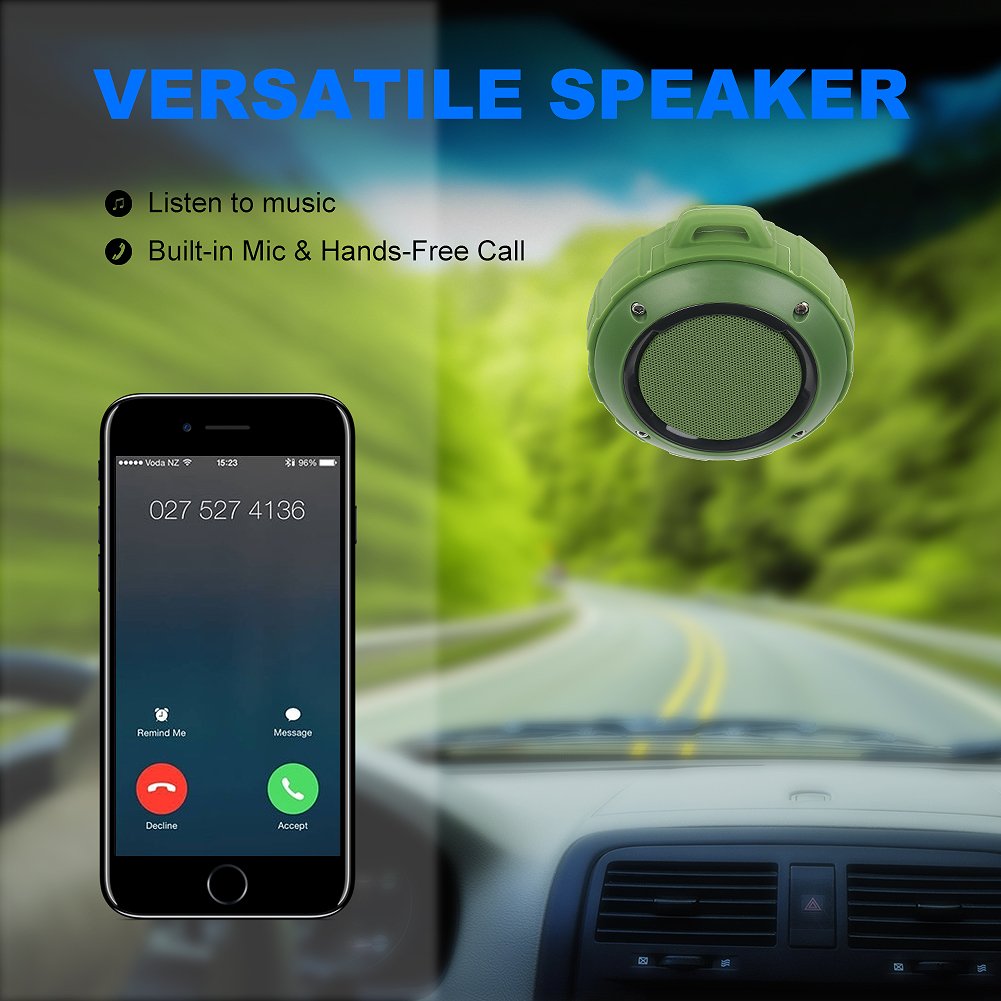 Kunodi speaker with suction cup attached to tile for shower music.