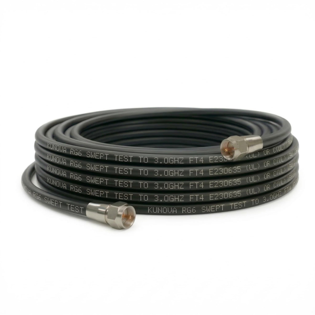 KUNOVA front packaging showing 50 ft cable and connectors for quick install