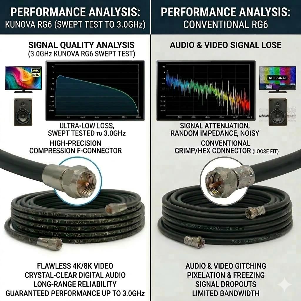 KUNOVA coiled 50 ft cable beside tape measure showing manageable length