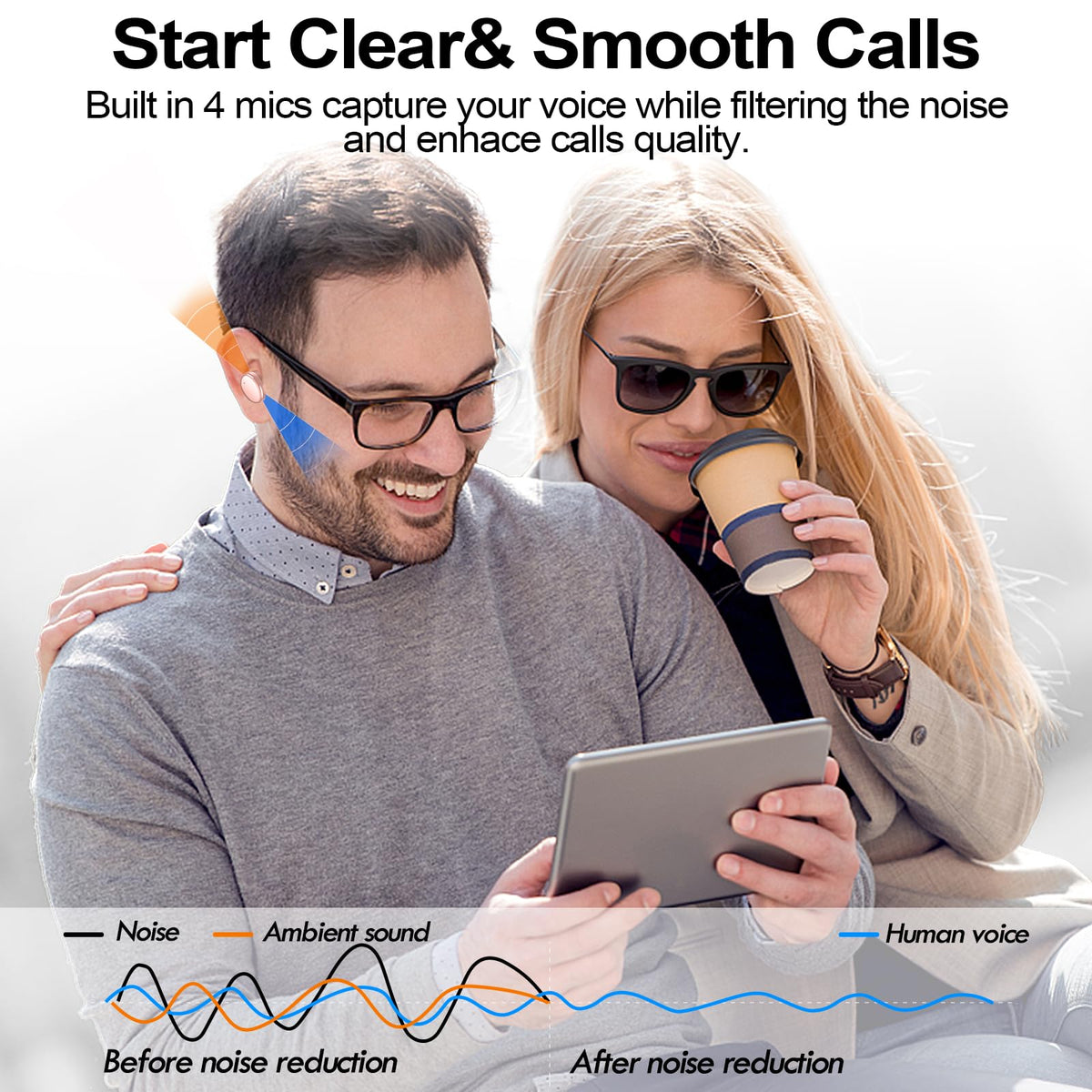 Kurdene earbuds with Bluetooth 5.4, fast pairing for quick device connections.