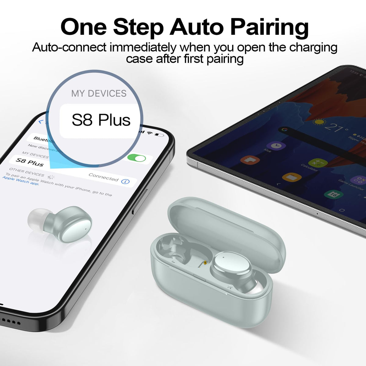 kurdene charging case beside a coin for scale and portable charging benefit