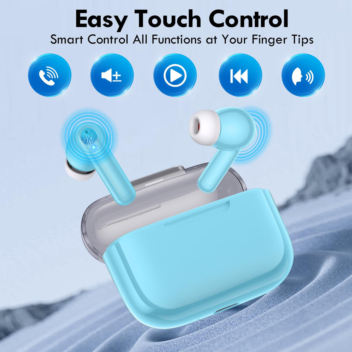 Kurdene earbuds with long battery life and a compact charging case for travel
