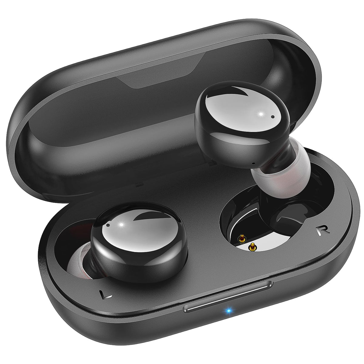 Kurdene earbuds glossy black in-ear fit for all-day comfort.