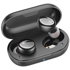 Kurdene earbuds glossy black in-ear fit for all-day comfort.