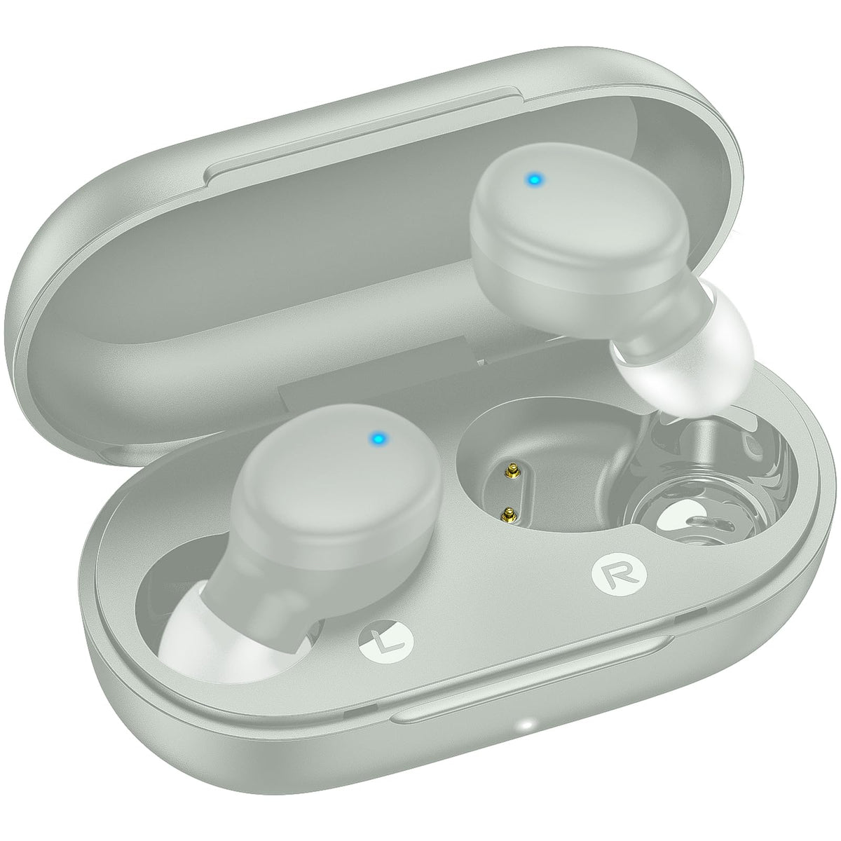 Kurdene earbuds light-blue in-ear fit for all-day comfort and secure wear.