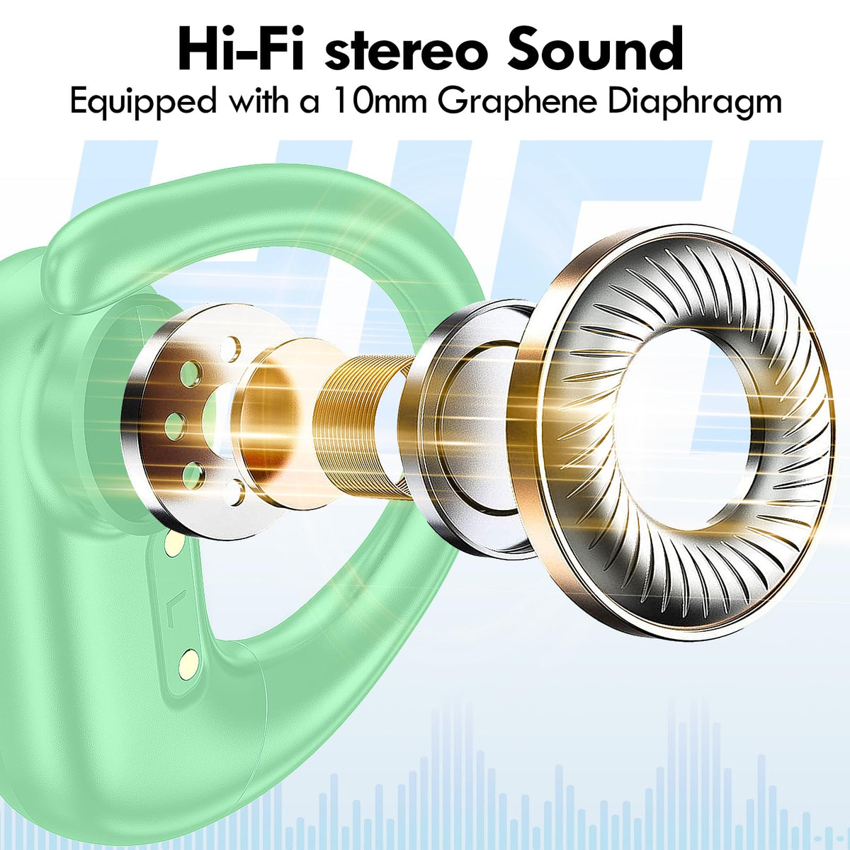 kurdene mint-green over-ear design for stable, comfortable wear during workouts