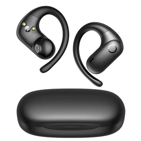 Kurdene open-ear buds resting on case for convenient charging on the go