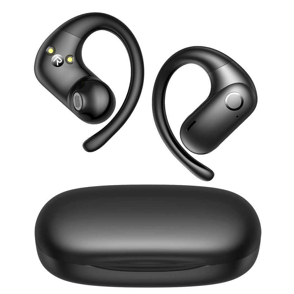 Kurdene open-ear buds resting on case for convenient charging on the go