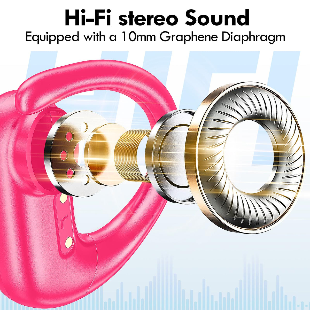 Kurdene over-ear design with soft earhooks for comfortable, secure workouts