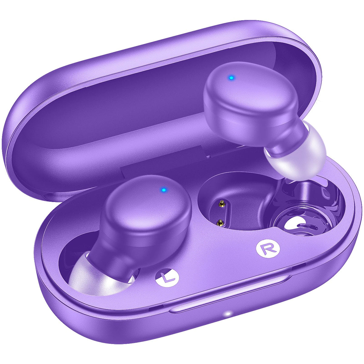 Kurdene wireless earbuds case open, ready for quick pairing and use