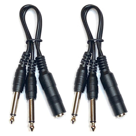 Kurrent Electric quarter-inch TS splitter with female input and dual male outputs for dual routing